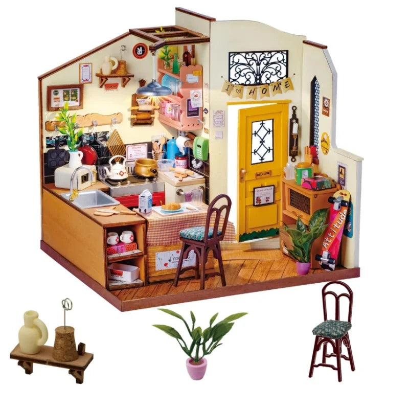 Robotime Rolife-rompecabezas 3D de madera para niños, Kit de casa en miniatura, regalo para niños, DG159