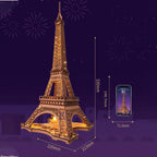 Robotime-Juego de rompecabezas de madera 3D, noche de la Torre Eiffel, modelos 1:638 para niños y adultos, Kits de manualidades DIY, regalo DIY con luz