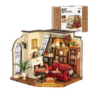 Robotime Rolife Catherine's Living Room DIY Kit de casa en miniatura Kit de construcción de modelo de casa de muñecas de madera con LED y muebles DG175
