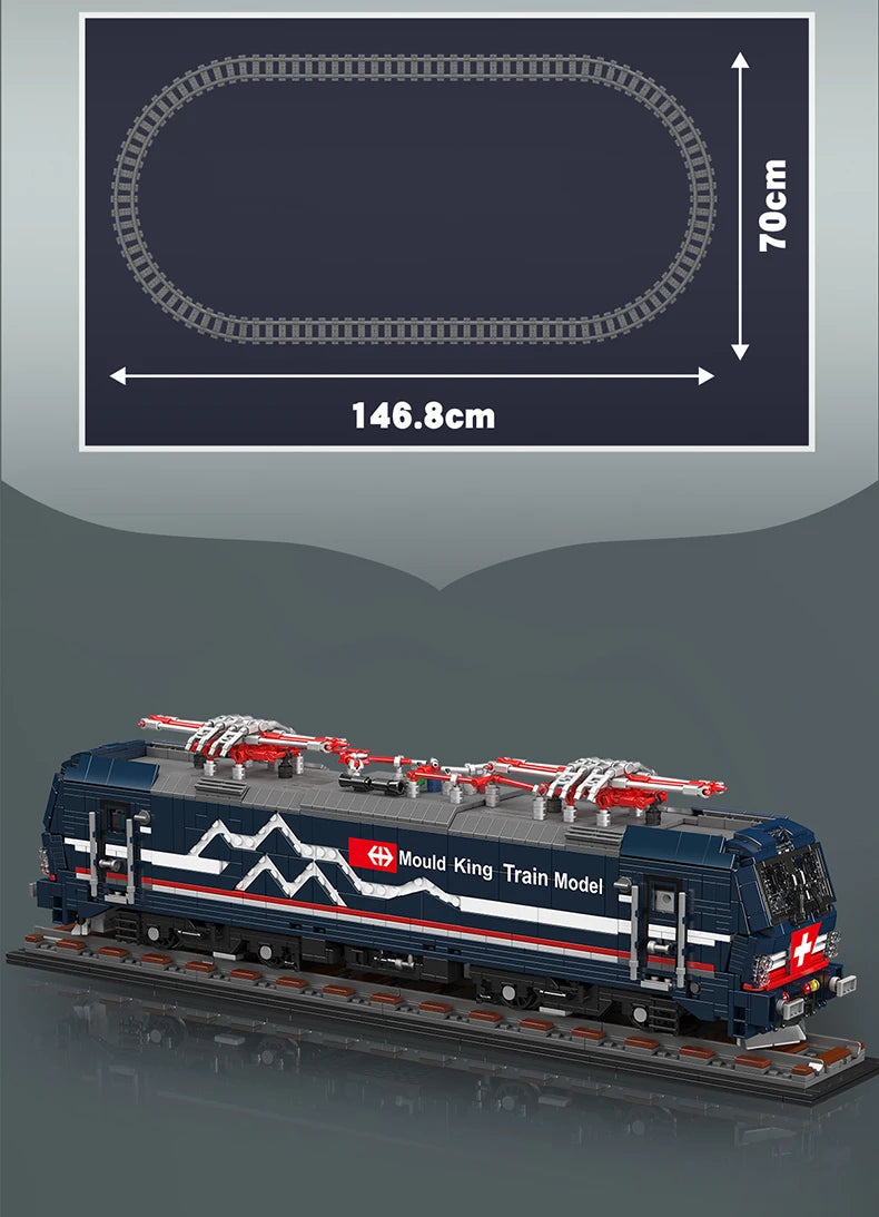 Mould King 12045 Tren técnico de juguete, tren motorizado Vectron MS, bloque de construcción, locomotora RC