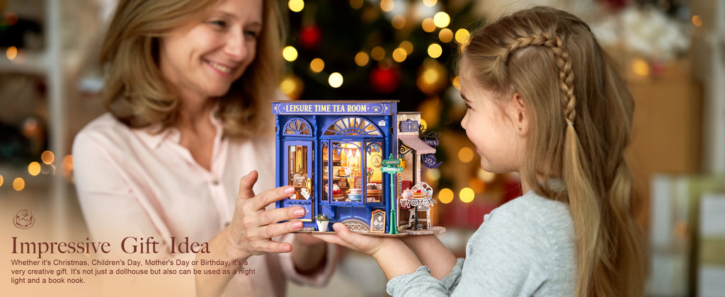 Robotime Rolife tiempo libre salón de té DIY Kit de casa de muñecas en miniatura manualidades pasatiempos increíble regalo para mujeres niños DG171