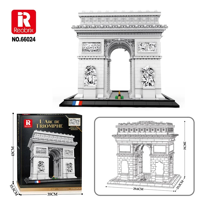 3381 Uds. Modelo de arco de triunfo, bloques de construcción, punto de París