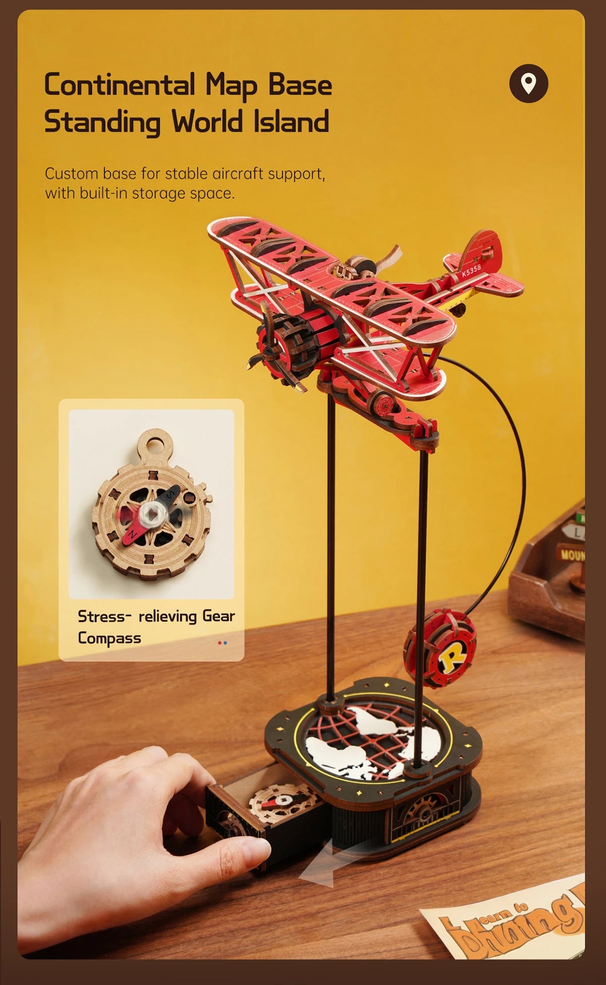 Robotime Rokr Kit de construcción de modelos de columpio por gravedad, kit de rompecabezas de madera 3D, kit de capitán del cielo, kit Ocean Fisher, los mejores regalos para adultos y adolescentes