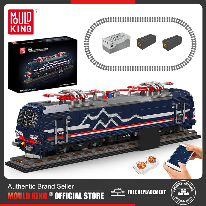 Mould King 12045 Tren técnico de juguete, tren motorizado Vectron MS, bloque de construcción, locomotora RC