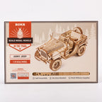 Robotime Rokr coche clásico 3D rompecabezas de madera tren ejército Jeep camión pesado coche Vintage escala 1:15 Kits de construcción de modelos para niños