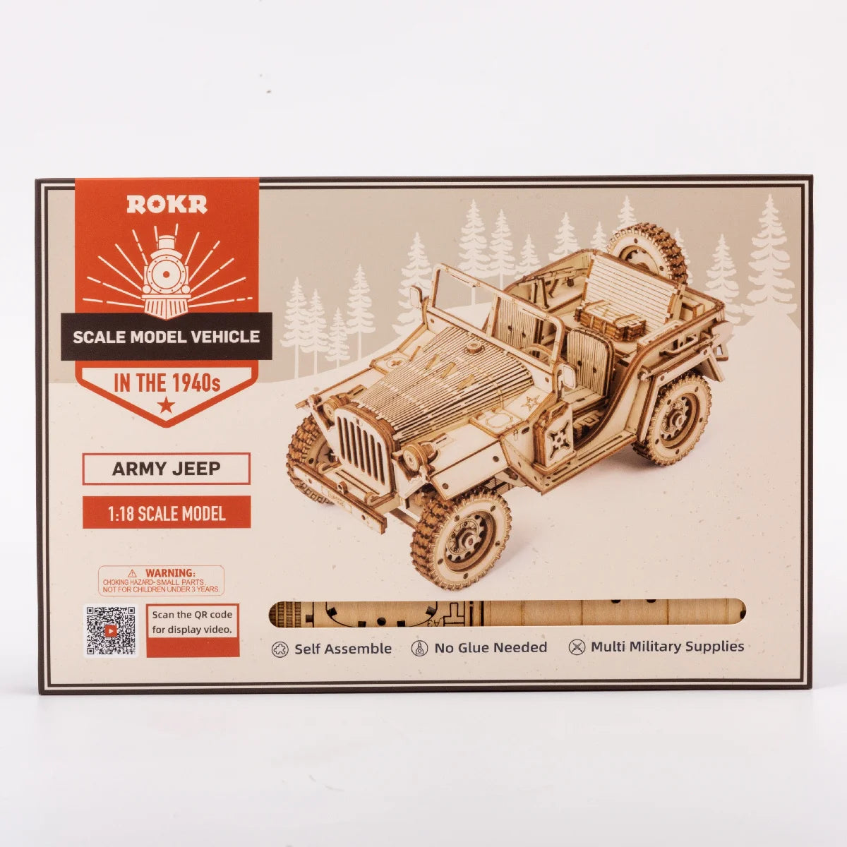 Robotime Rokr coche clásico 3D rompecabezas de madera tren ejército Jeep camión pesado coche Vintage escala 1:15 Kits de construcción de modelos para niños