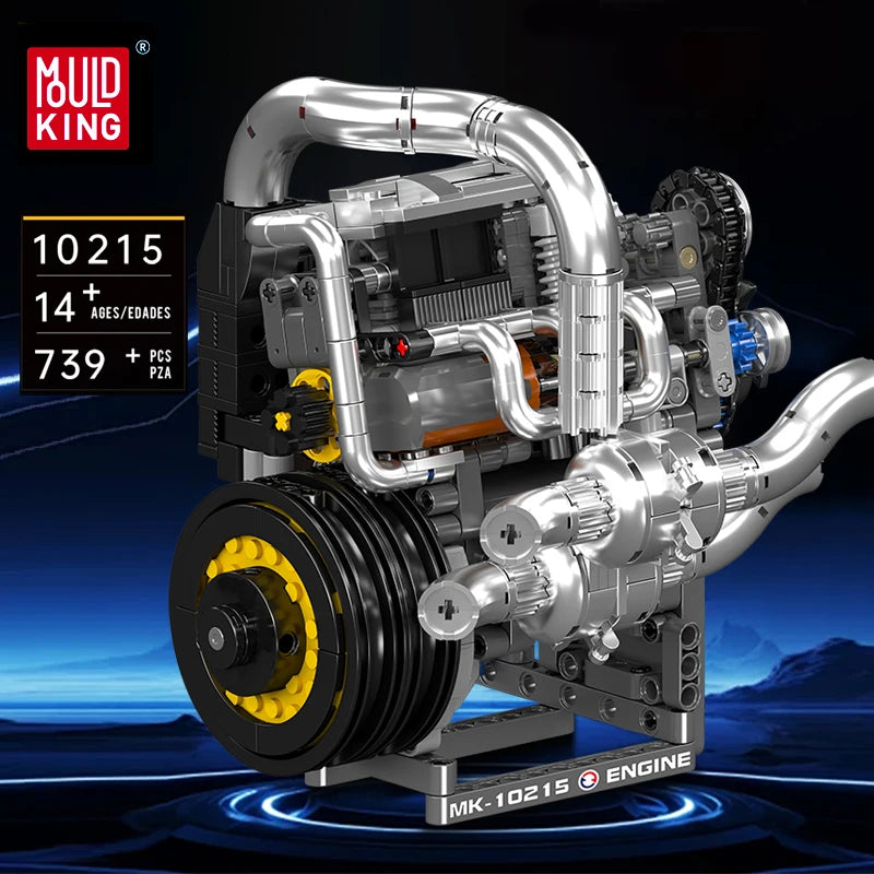 Mould King 10215  motor de coche, conjunto de bloques de construcción de motor de supercoche motorizado