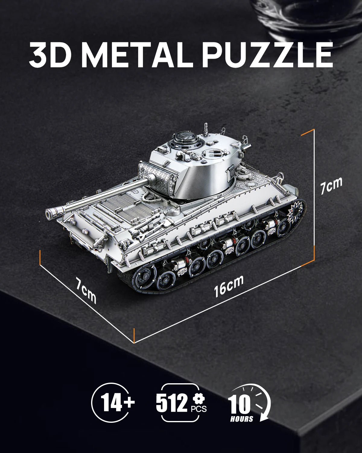 Piececool-rompecabezas de Metal 3D M4 Sherman, tanque medio