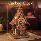 Robotime Rokr-rompecabezas de madera 3D, Kit de reloj de cuco, estilo bosque negro con pájaro de trabajo, Kit de modelo de reloj DIY para niños y adultos
