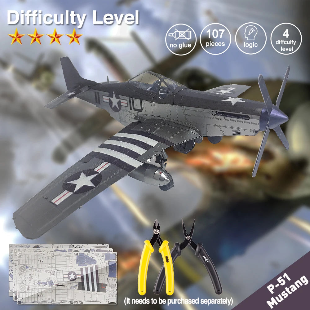 Piececool-rompecabezas 3D Kits de construcción de modelos de Metal de avión