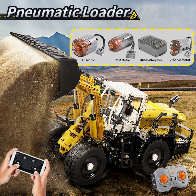 Mould King 17026 coche de juguete técnico, cargador neumático con Control remoto L550