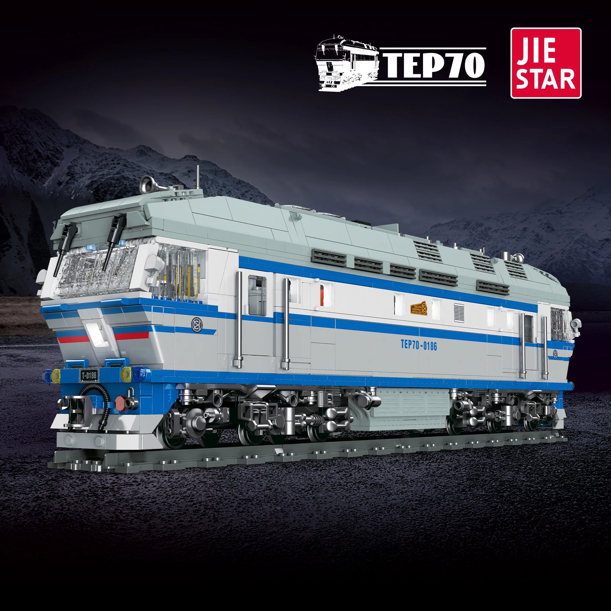 Jiestar JJ9259 Locomotora Diésel TEP70 Tren Ferroviario con Luz, Kit de Construcción de Modelos