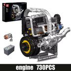 Mould King 10215  motor de coche, conjunto de bloques de construcción de motor de supercoche motorizado