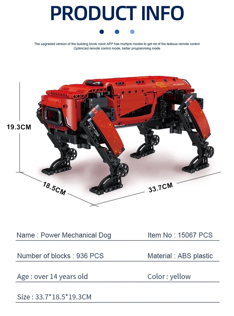 MOULD KING-Robot técnico motorizado de juguete modelo de perro grande de Boston Dynamics, AlphaDog, bloques de construcción 15066/15075