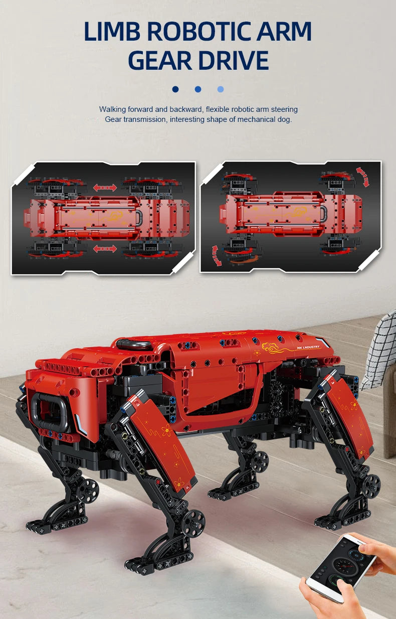 MOULD KING-Robot técnico motorizado de juguete modelo de perro grande de Boston Dynamics, AlphaDog, bloques de construcción 15066/15075