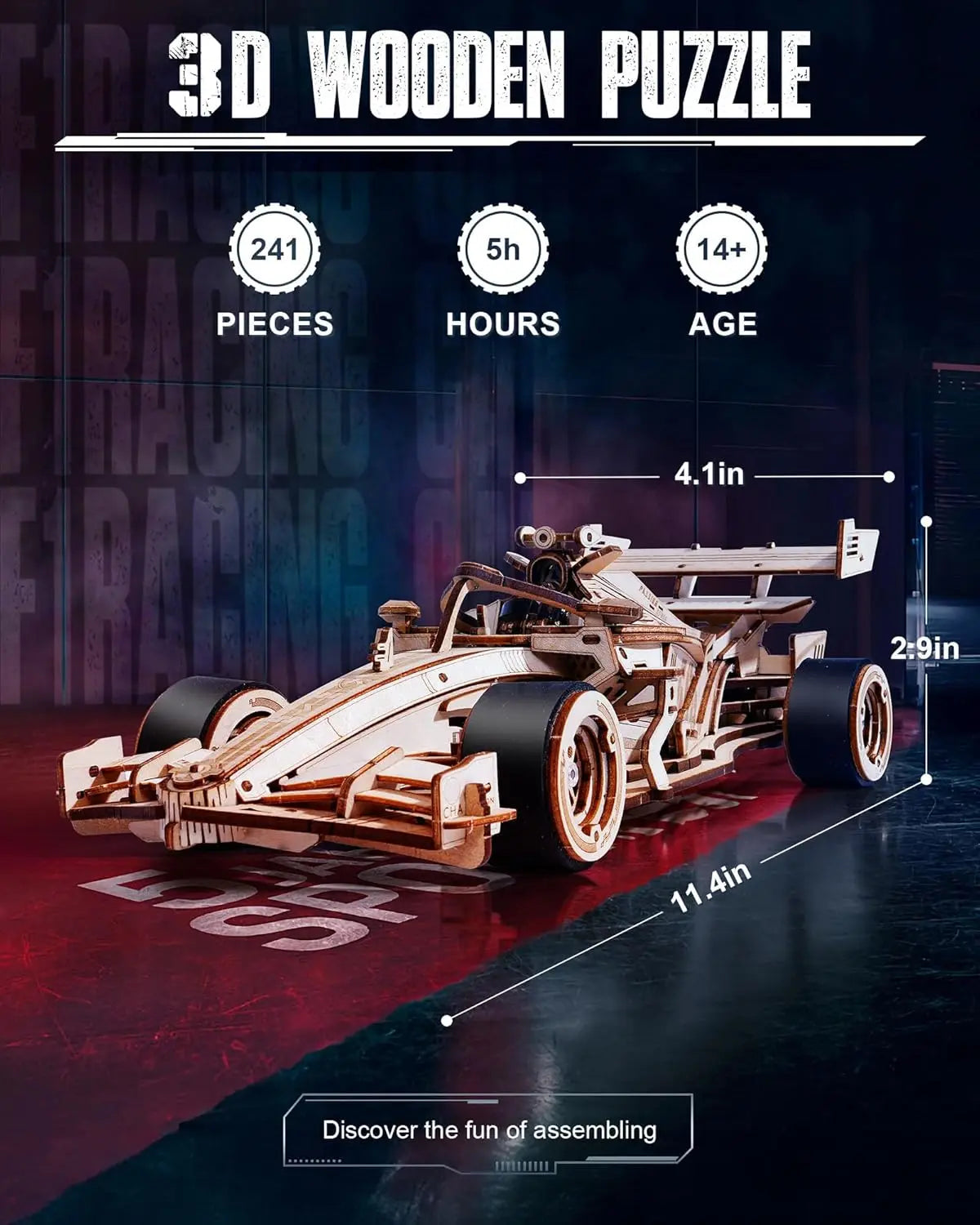 Robotime-rompecabezas de madera 3D, Kits de modelos de coches de carreras, 5H, construcción de 8-10M, motor rugiente mecánico LK505 para adultos, adolescentes y niños