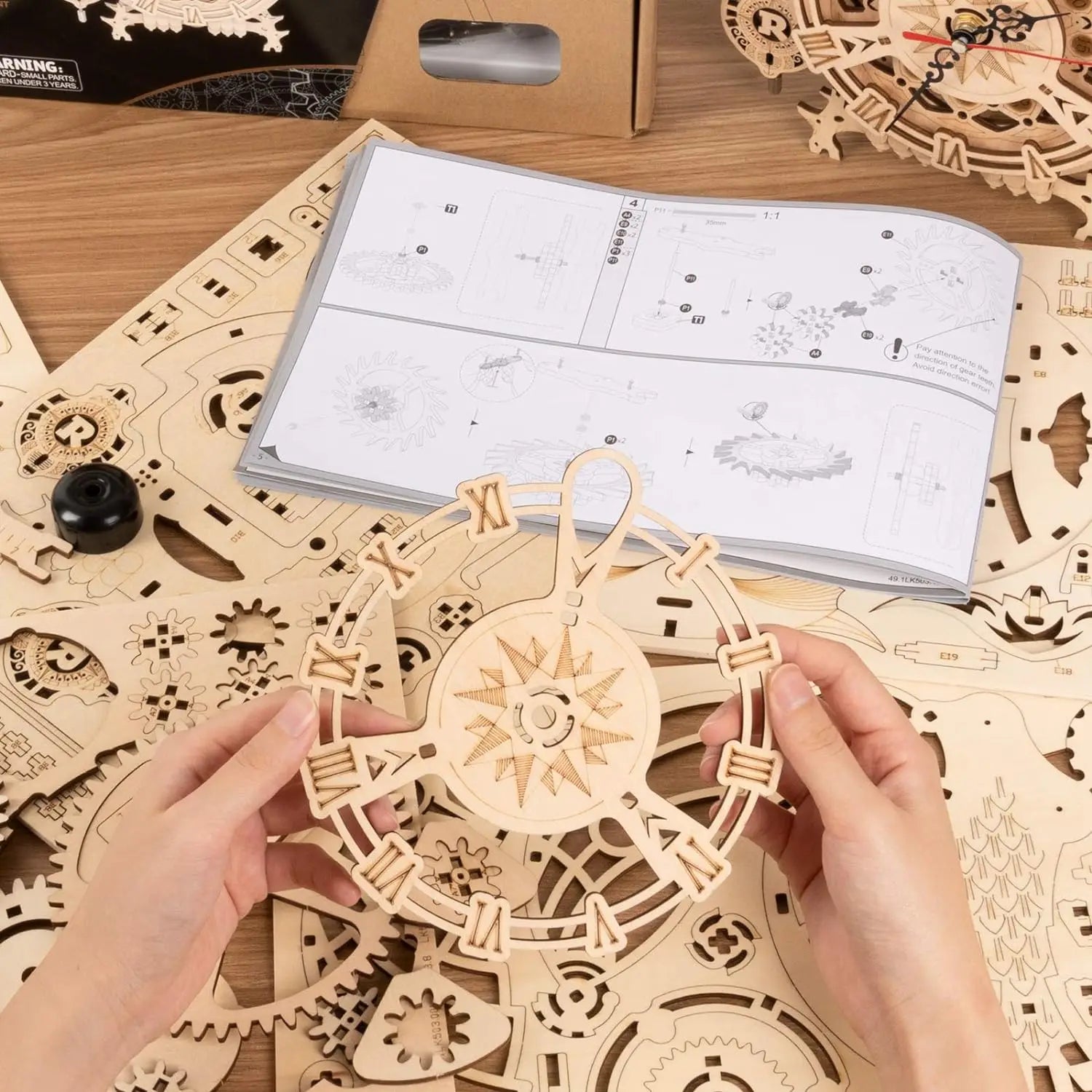Robotime: rompecabezas 3D de madera con forma de reloj de búho, juego de construcción, juguetes