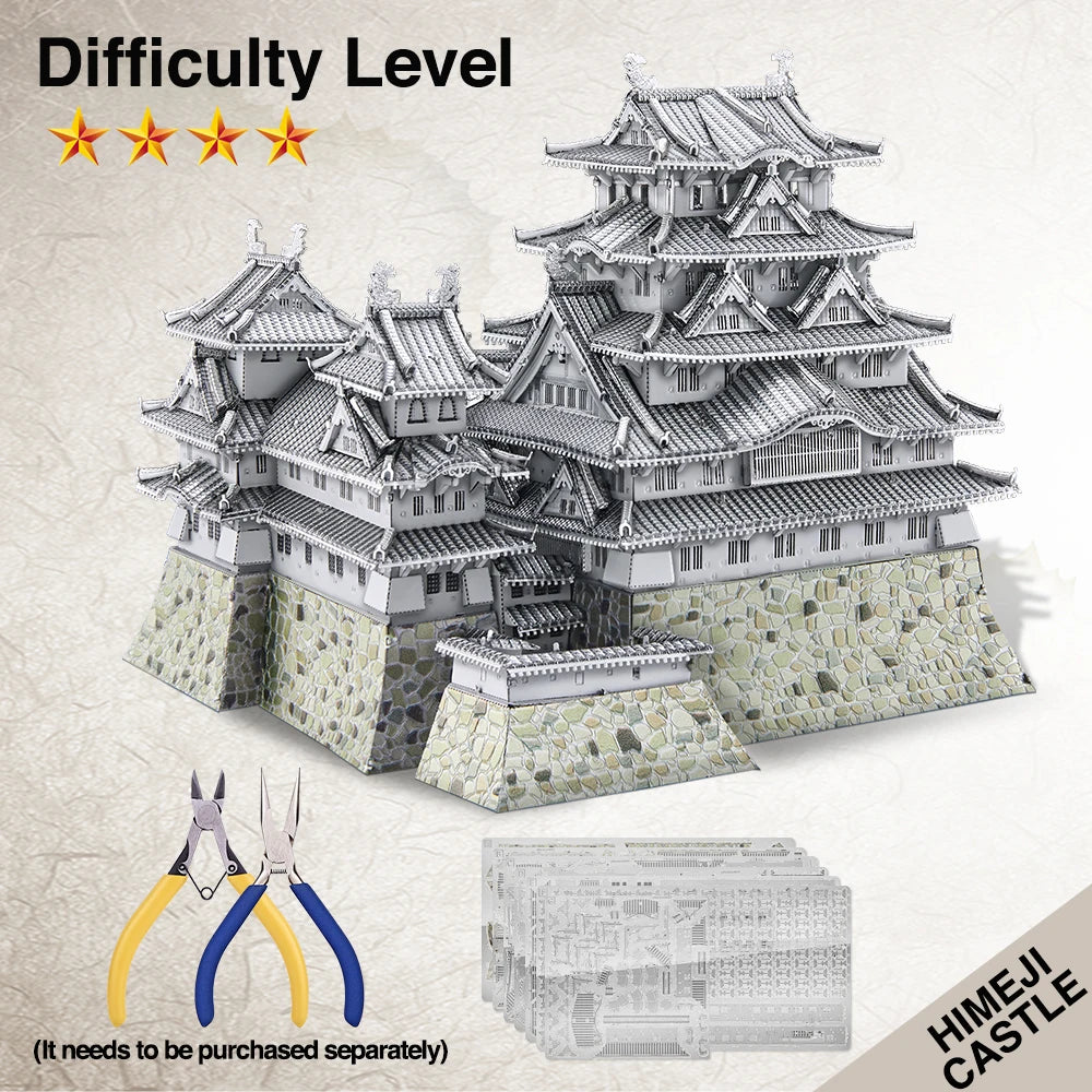 Piececool-rompecabezas de Metal 3D, Kits de modelos de ensamblaje de Castillo Himeji-jo
