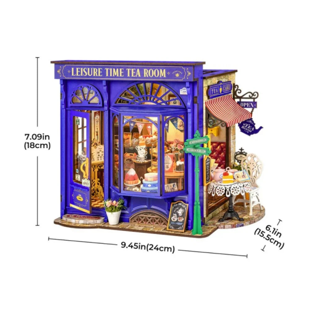 Robotime Rolife tiempo libre salón de té DIY Kit de casa de muñecas en miniatura manualidades pasatiempos increíble regalo para mujeres niños DG171