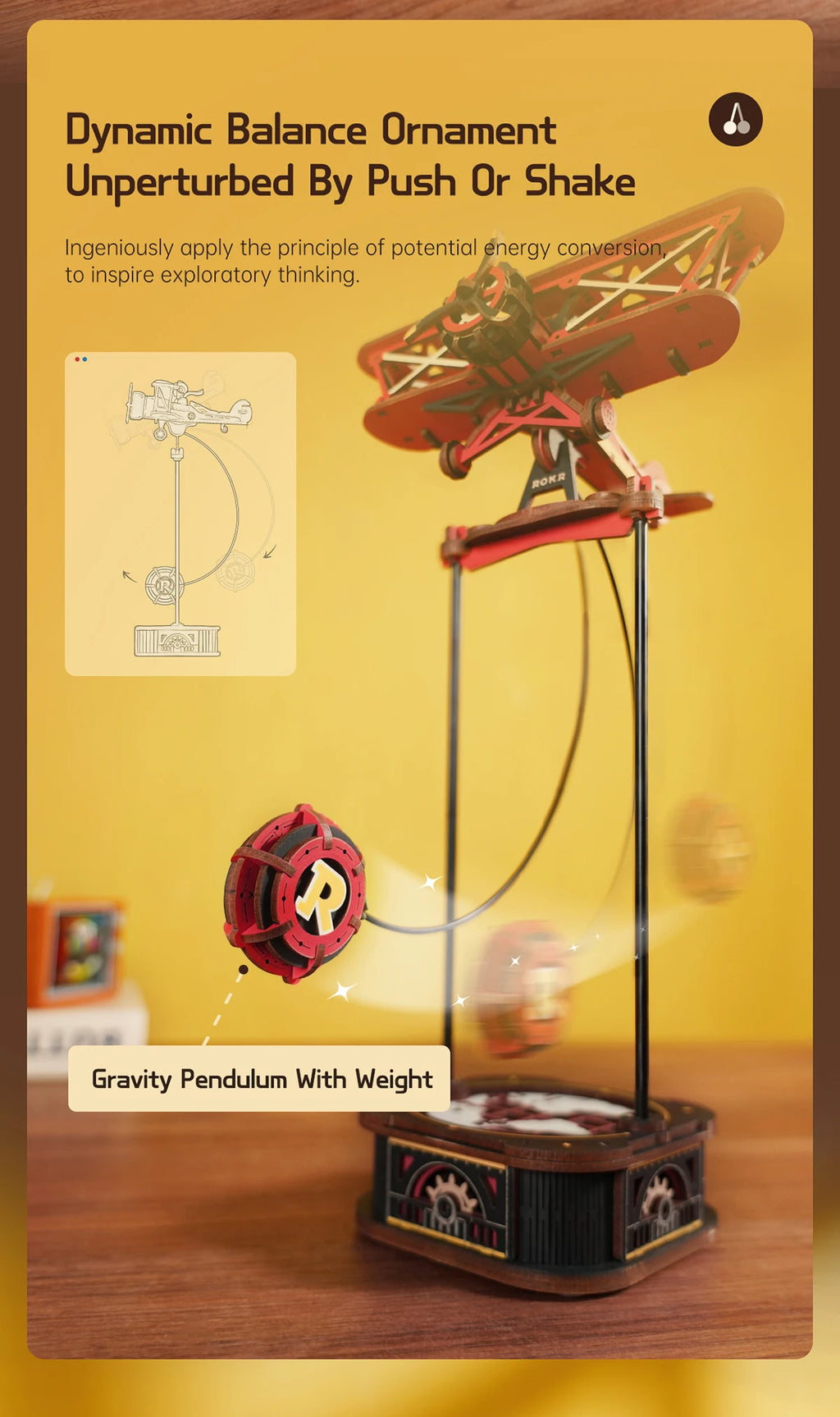 Kit de construcción de modelos Robotime Rokr Gravity Swing, kit de rompecabezas de madera 3D, kit de Papá Noel en trineo, kit de pescador oceánico, los mejores regalos para adultos.