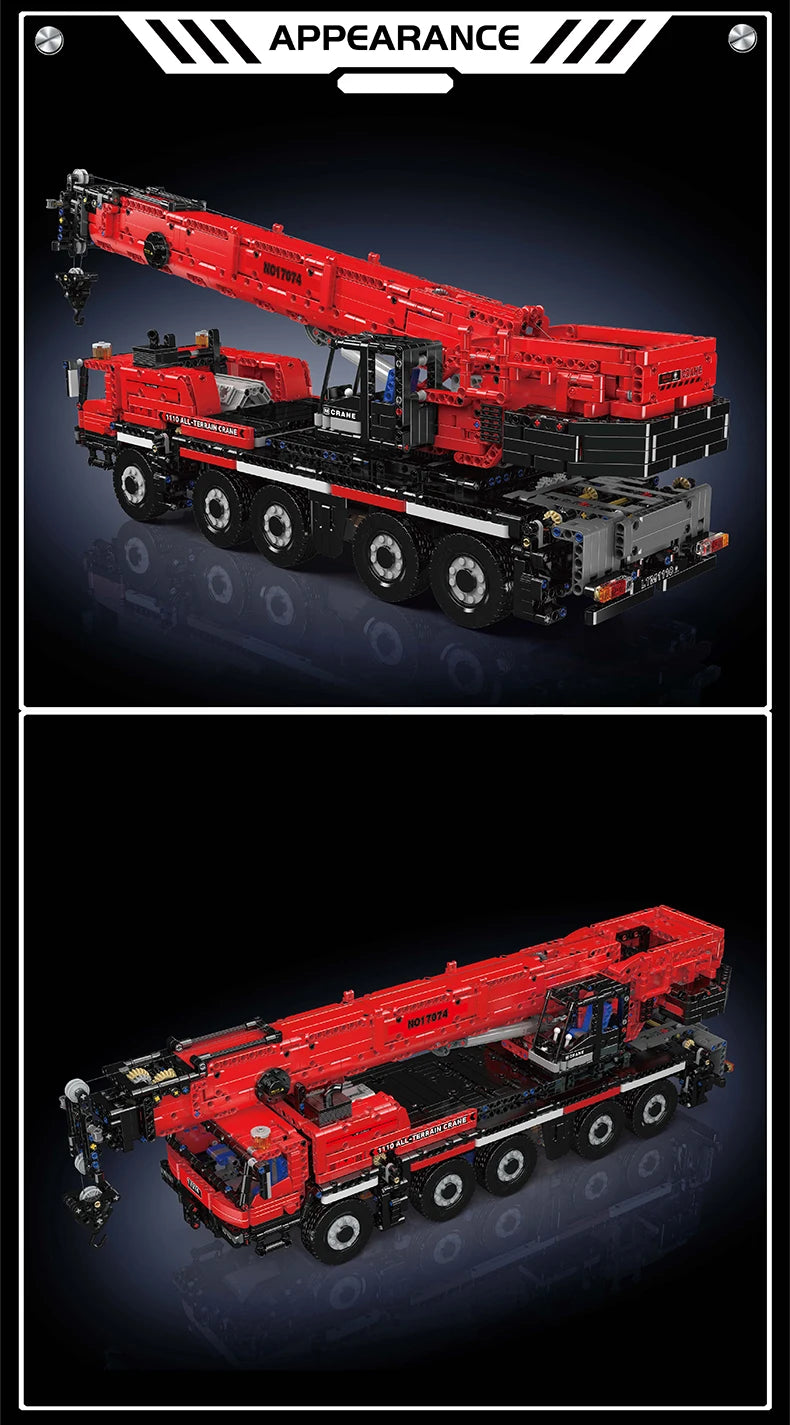 Mould King 17073 17074 coche técnico de juguete Control remoto LTM 1110 grúa montaje de bloques de construcción