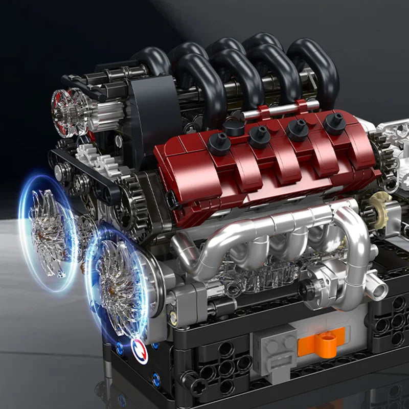 Mould King 10227 juguetes técnicos de motor de coche, motor motorizado V8