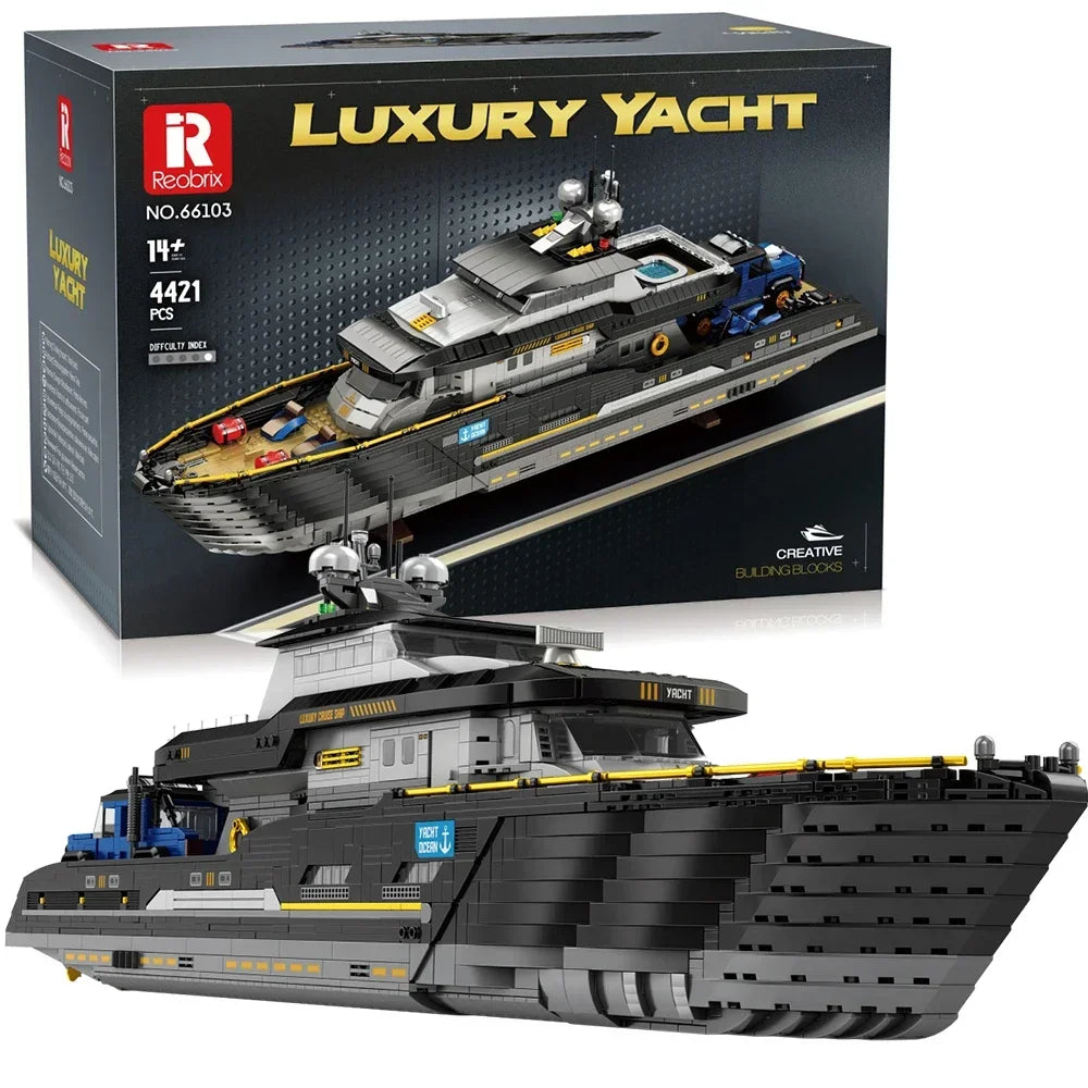 4421 Piezas de Bloques de Construcción de Yate de Lujo, Modelo de Barco a Motor