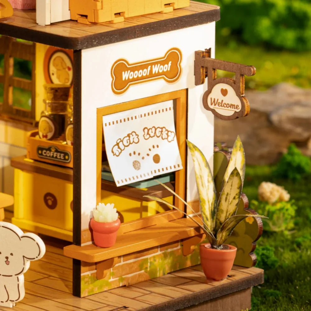 Robotime Rolife Kit de casa de muñecas en miniatura DIY, Villa acogedora para cachorros Rolife, regalo increíble para niños, casa en miniatura DIY para adultos