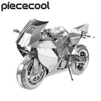 Piececool-rompecabezas de Metal 3D modelo de ensamblaje de motocicleta de plata
