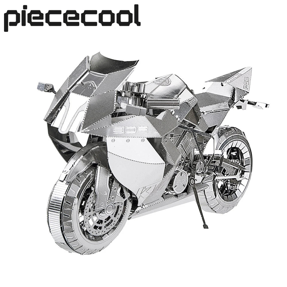 Piececool-rompecabezas de Metal 3D modelo de ensamblaje de motocicleta de plata