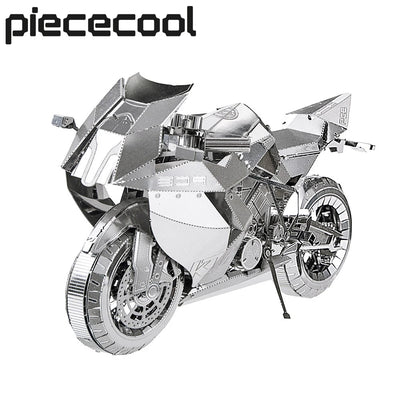 Piececool-rompecabezas de Metal 3D modelo de ensamblaje de motocicleta de plata
