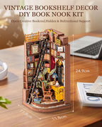Robotime Rolife, estudio de esquina silencioso, bricolaje, rincón de libros, estante de inserción, casa de muñecas en miniatura de madera para estantería, muebles de inserción TGE02