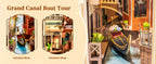 Kits Robotime Book Nook, Venecia Romántica con Luces LED, Rompecabezas 3D de Madera, Sujetalibros, Casa en Miniatura para Adultos
