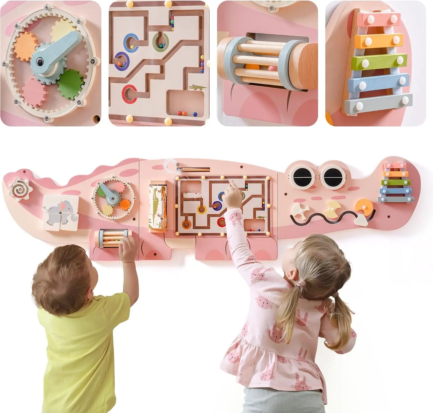 Robotime Robud tablero ocupado de madera juguete de aprendizaje Montessori centro de actividades montado en la pared con engranajes laberinto juguetes de madera regalos