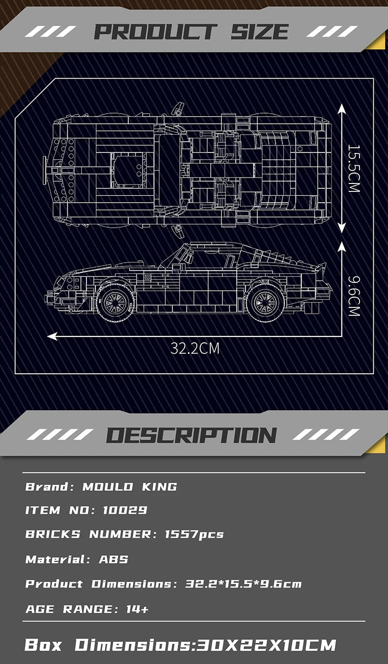 Mould King 10029 coche de juguete técnico The Black Firebird