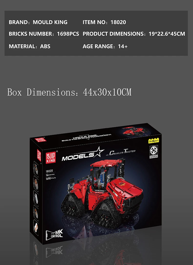 Mould King-bloques de construcción de coche técnico MOC-35270 de bloques de construcción, Tractor neumático sobre orugas, montaje de modelo de camión