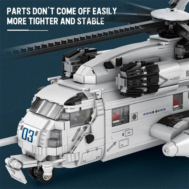 2193 Piezas, Bloques de Construcción del Helicóptero de Transporte CH-53E Sea Stallion, Modelo Militar