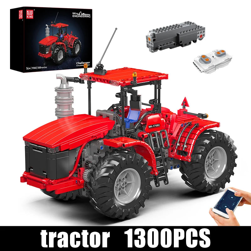 Mould King 17081/17082 juguetes técnicos para coche, Tractor articulado RC Challenger