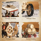 Robotime Rokr Kit de construcción de modelo de coche rompecabezas de madera 3D Kit de vapor 1:28 locomotora de vapor mecánica regalos impresionantes para adultos y adolescentes