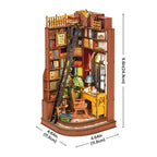 Robotime Rolife, estudio de esquina silencioso, bricolaje, rincón de libros, estante de inserción, casa de muñecas en miniatura de madera para estantería, muebles de inserción TGE02