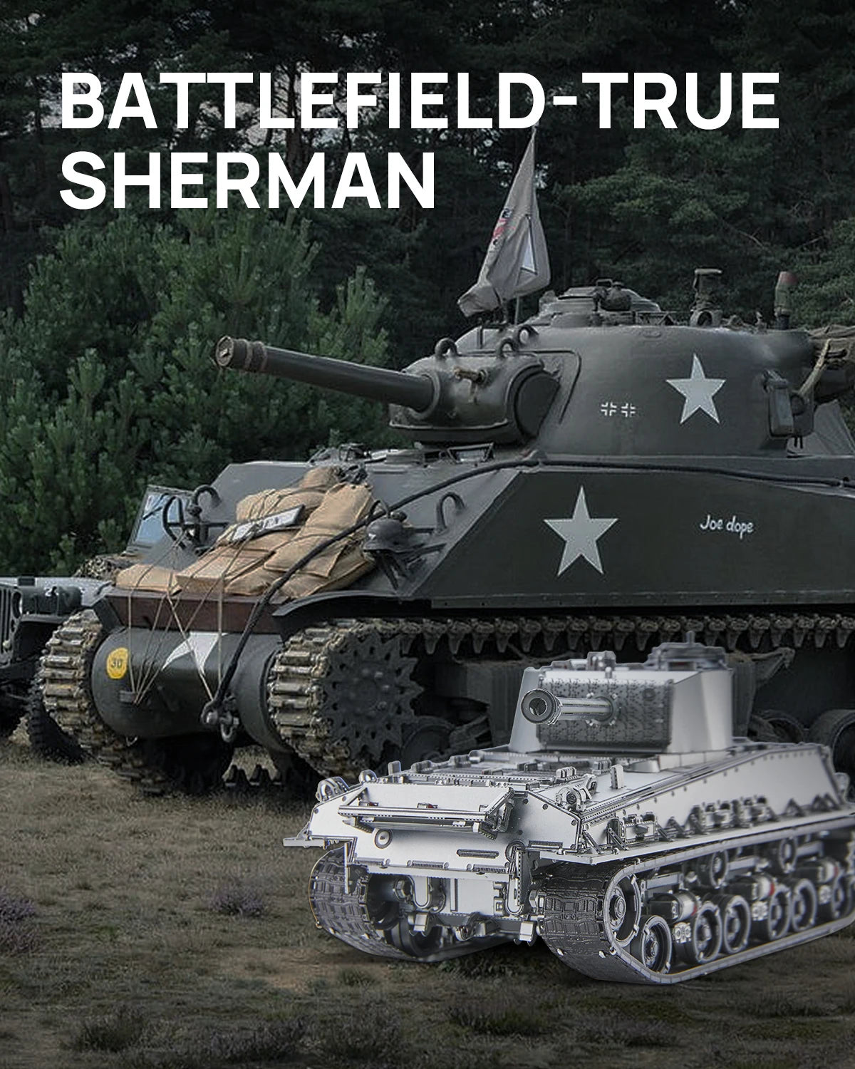 Piececool-rompecabezas de Metal 3D M4 Sherman, tanque medio