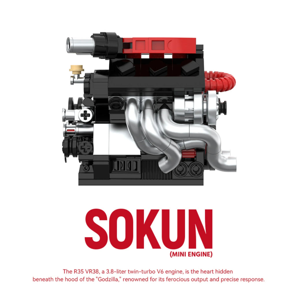 Bloques de Construcción de Motor R35 VR38 de 318 Piezas, PB8869E, Superauto Técnico SOKUN, Ladrillos Decorativos de Motor de Vehículo