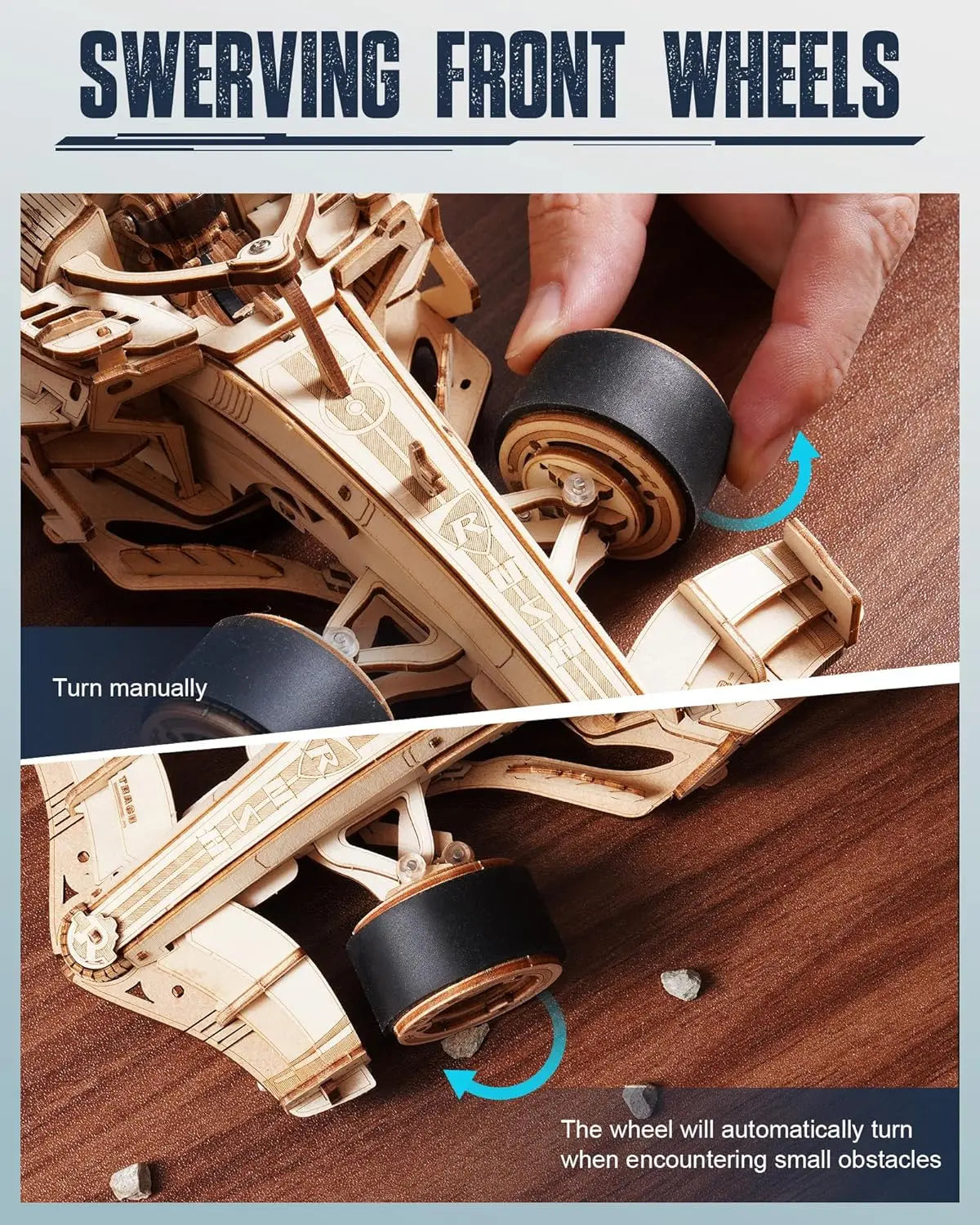Robotime-rompecabezas de madera 3D, Kits de modelos de coches de carreras, 5H, construcción de 8-10M, motor rugiente mecánico LK505 para adultos, adolescentes y niños