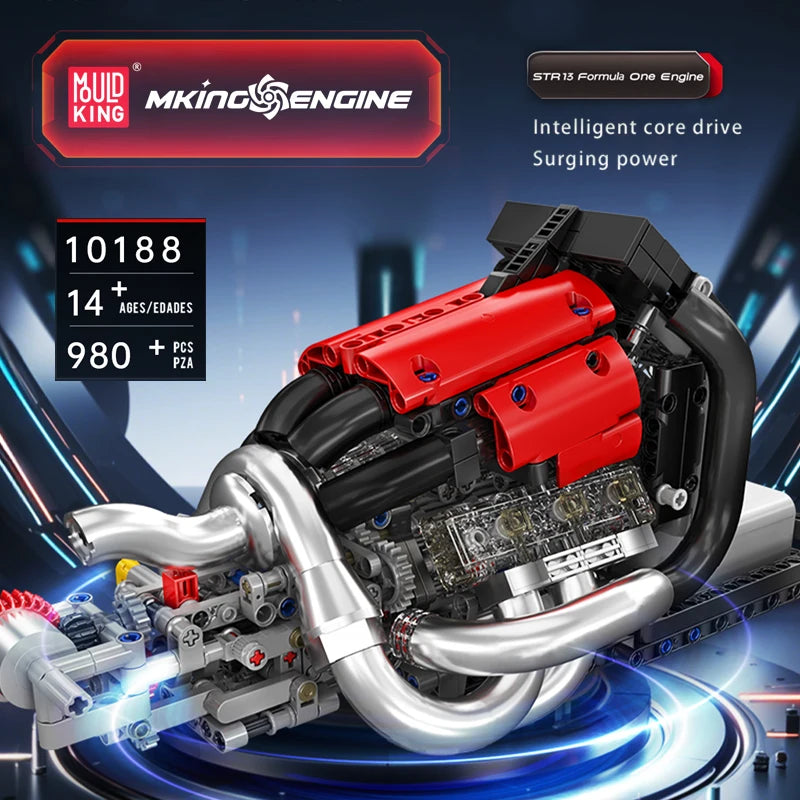 Mould King 10188 juguetes técnicos de motor de coche motorizado STR 13 Fórmula Uno bloques de construcción de motor juego de ladrillos