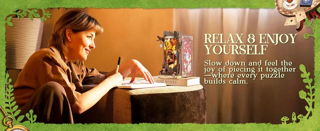 Robotime Rolife-Kits de rincón de libros, librería DIY con luces, Kit de casa en miniatura, rompecabezas de madera 3D, estantería de regalo, TGB