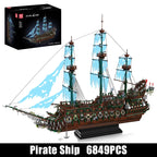 Mould King 13218, barco pirata MOC Flying Ductchman, montaje de bloques de construcción modelo de barco