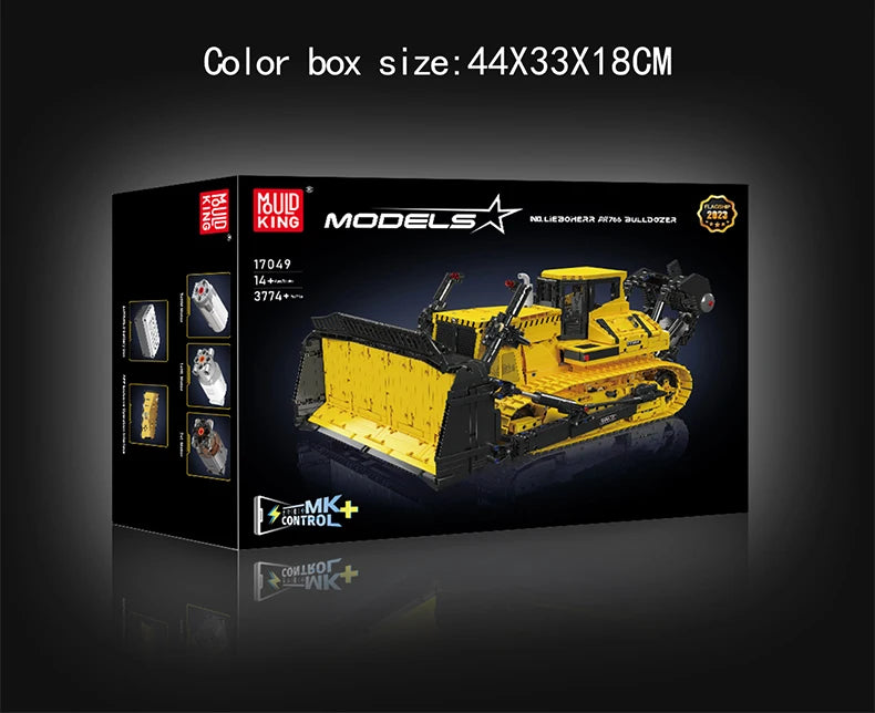 Mould King 17049 coche de juguete técnico la aplicación RC PR766 Bulldozer montaje de bloques de construcción camión ladrillo