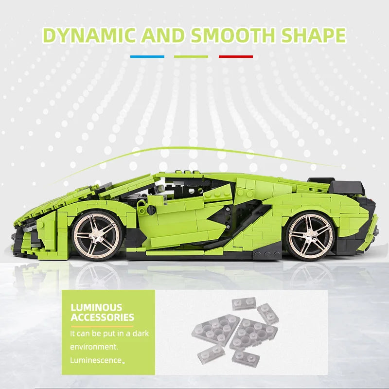 Mould King-bloques de construcción de coches técnicos para niños, juguete de ladrillos para armar coche de carreras deportivo Sian