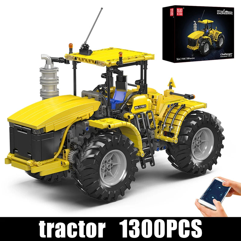 Mould King 17081/17082 juguetes técnicos para coche, Tractor articulado RC Challenger