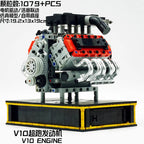 JIESTAR 33002 MOC, Decoración de escritorio personalizada, modelo de motor de superdeportivo V10, bloques de construcción